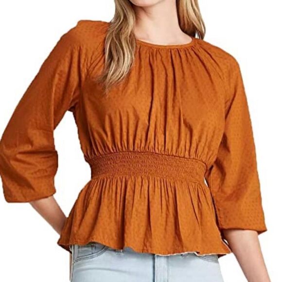 Universal threads NWT rusty orange smocked waist top small - Picture 1 of 11